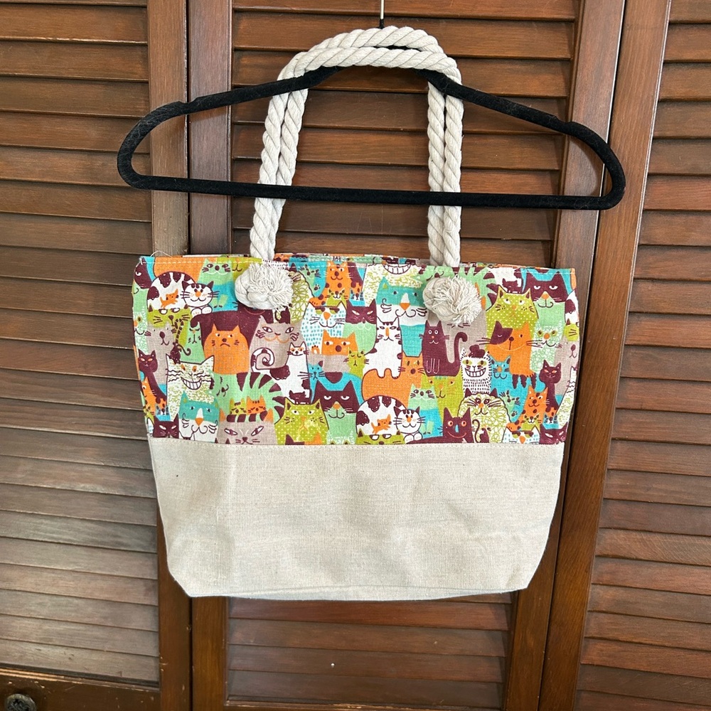 Colorful Cat Print Tote Bag